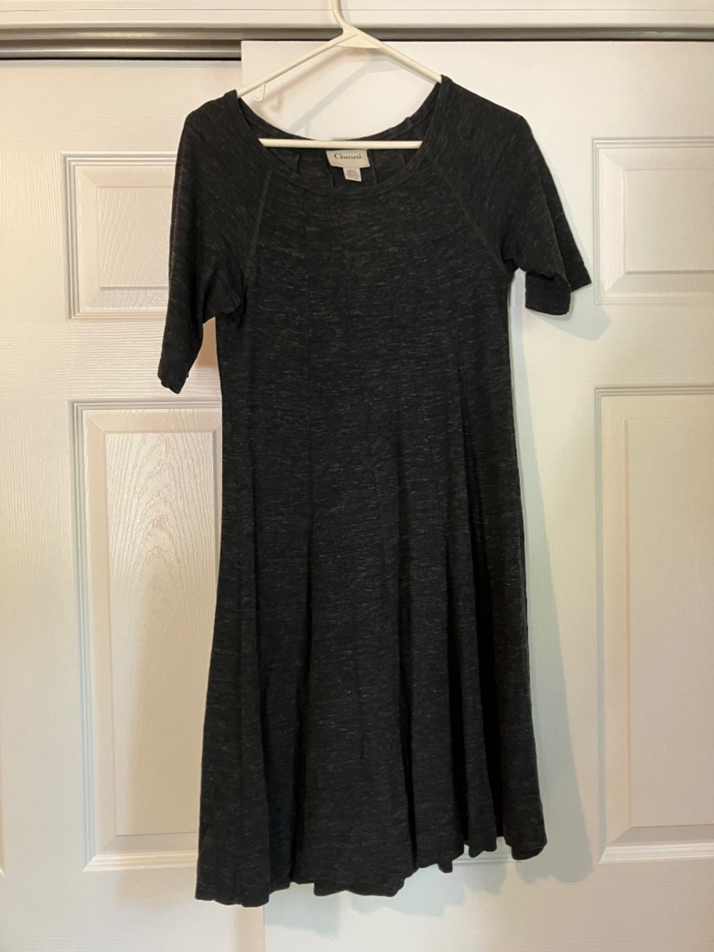 GANNI x Anthropologie Charcoal Gray "Winter Jersey" Fit & Flare Dress - Size M